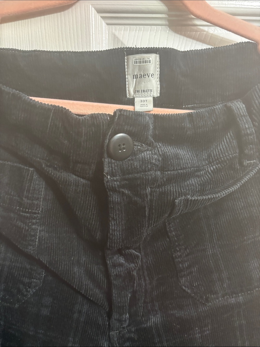 Maeve by Anthropologie Colette Black Checked Corduroy Pants - Size 33T